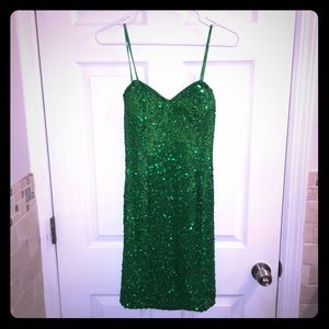 Scala Green Sequin Slip Dress